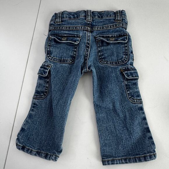 Y2K Cherokee Girls 12 mo Denim Embroidered Pink Green Jeans pants - Picture 5 of 7